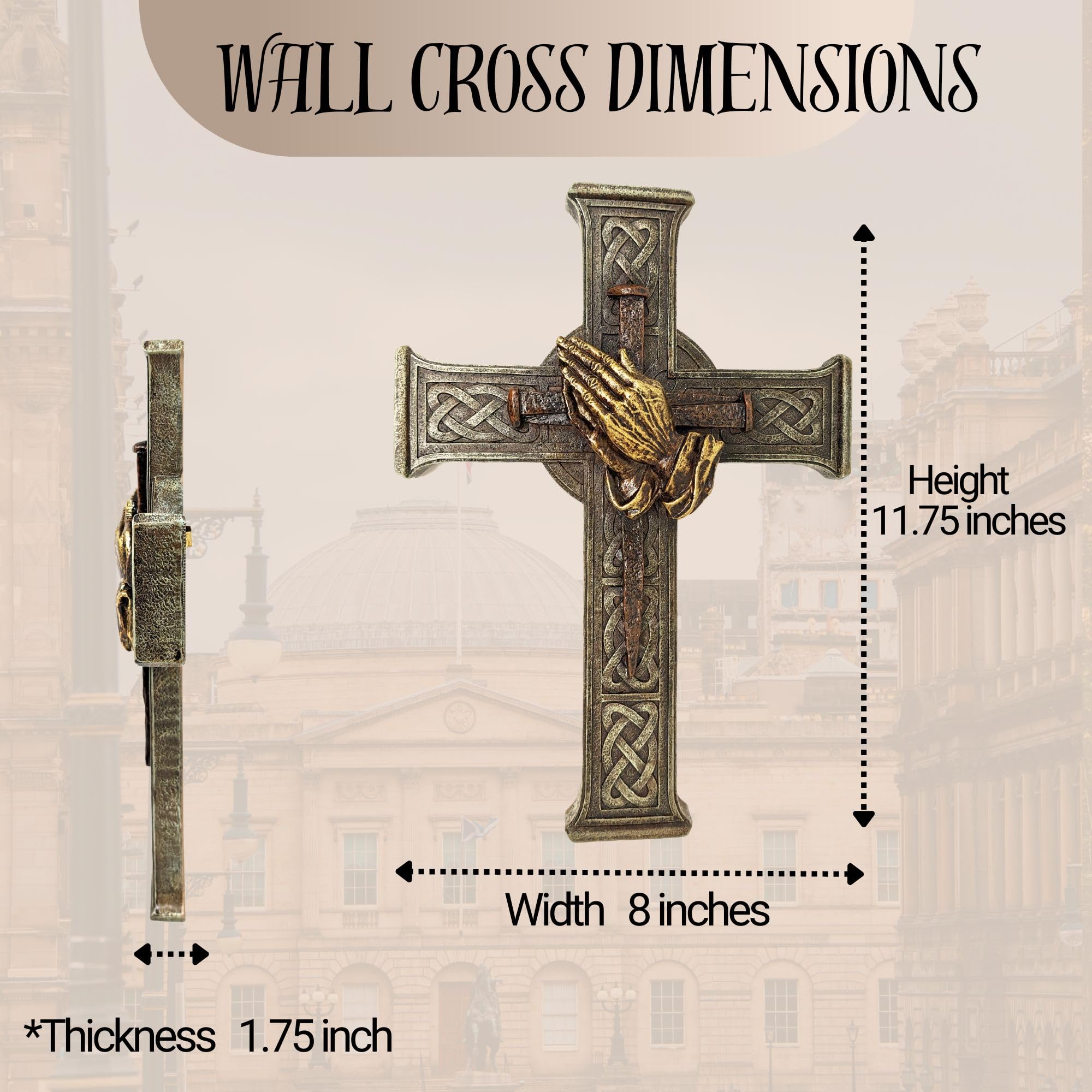 Amazon.com: BestGiftEver Bronze Wall Cross with Praying Hands and